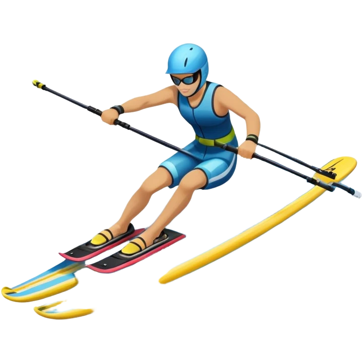 An icon featuring a close-up collage of water skis, splashing water across the surface. The design highlights the motion of the skis cutting through the water. Transparent background emphasizes the thrill of water skiing. emoji