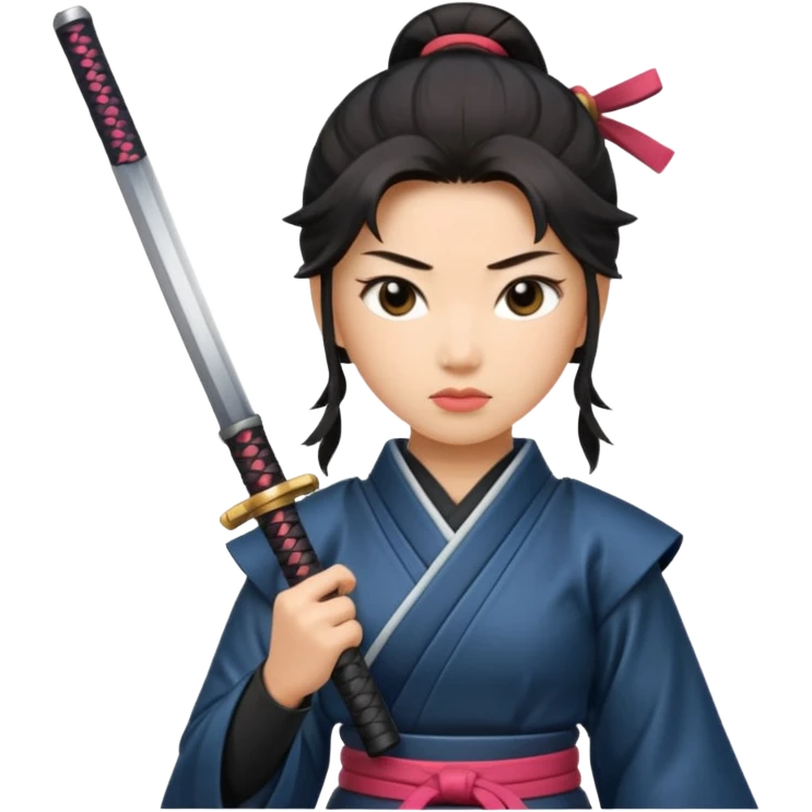 lady samurai holding with katana emoji