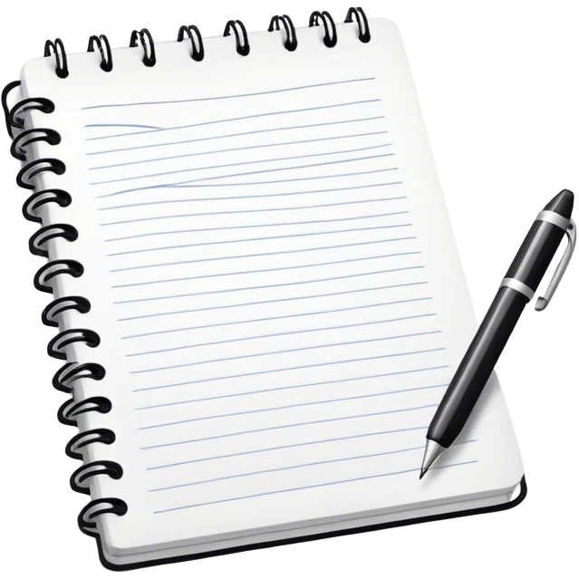white notebook and pen emoji