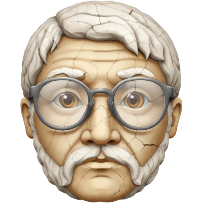 white cracked marble greek statue head with glasses emoji