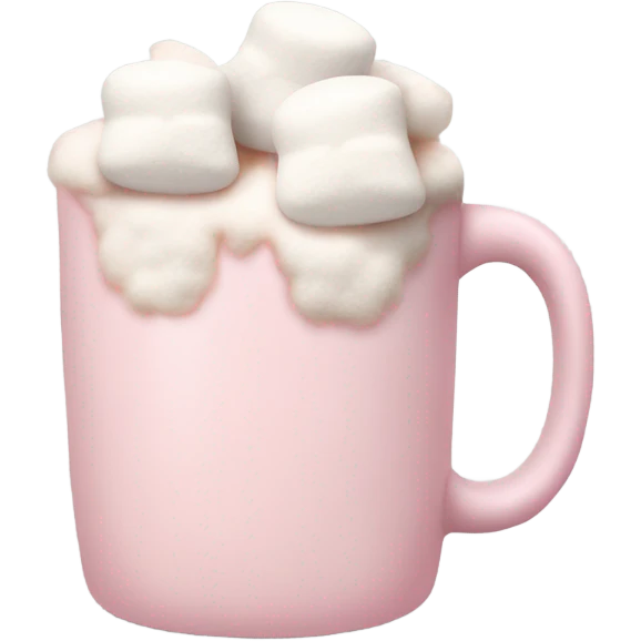 Light Pink mug of hot chocolate with marshmallows  emoji