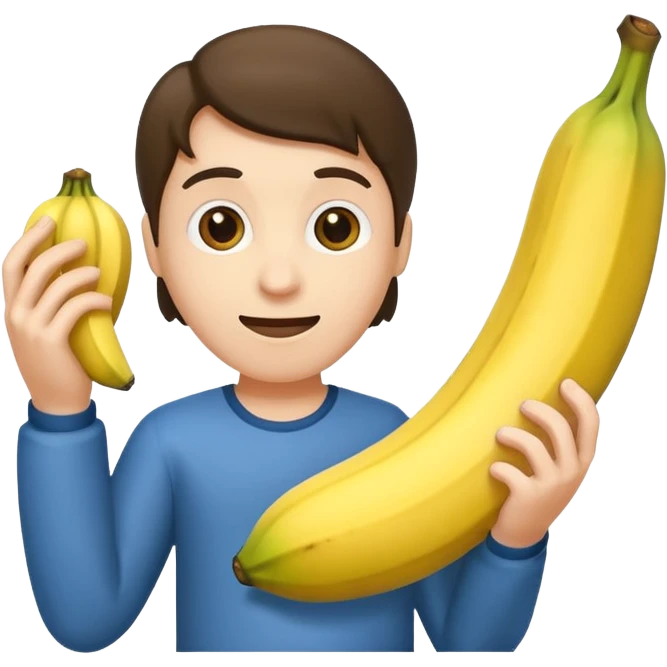 Eine dunkelhäutige Person mit einer Banane in der Hand  emoji
