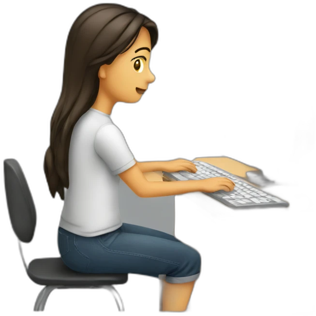 student typing on computer emoji