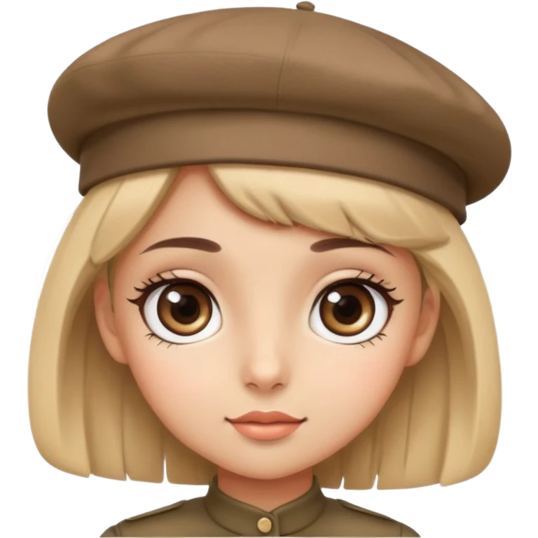 1. A girl with big, round eyes and long eyelashes, wearing a cute beret. emoji