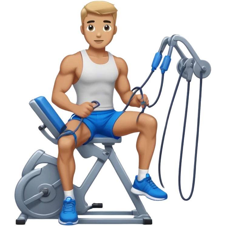 fit man with blue shorts using cable-machine emoji