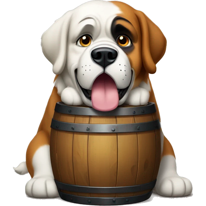 St Bernard with whiskey barrel around neck emoji