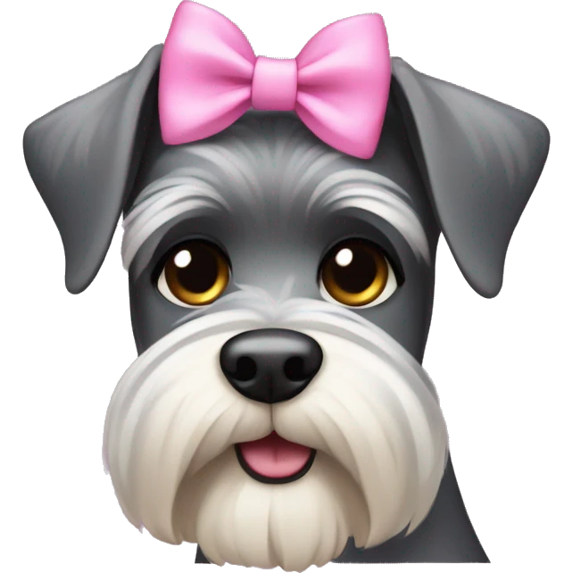 Schnauzer wearing a pink bow emoji