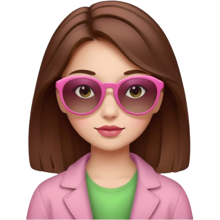 a beautiful, fair-skinned girl with brown hair who likes shades of pink, green, and brown emoji