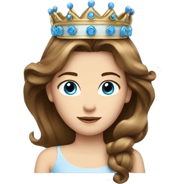 prinses with crown brown hair blue eyes emoji