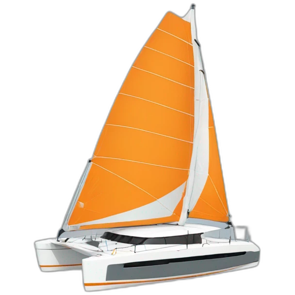 Catamaran avec voile orange et blanche emoji