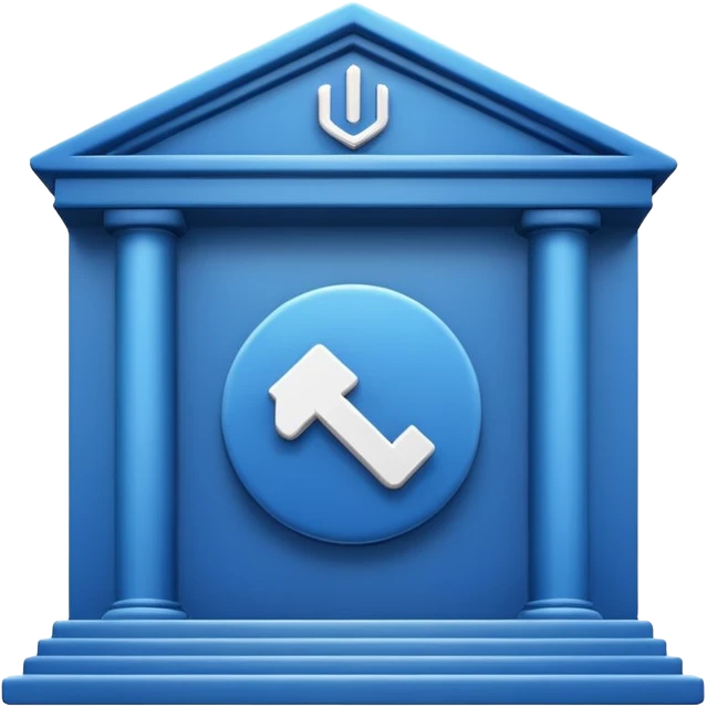 Bank with upload icon emoji