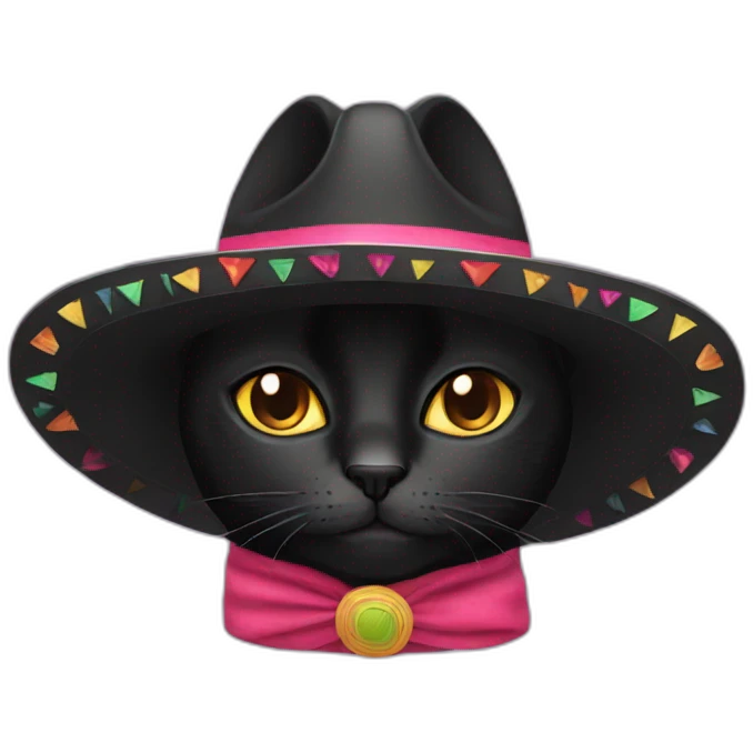 black cat sombrero emoji