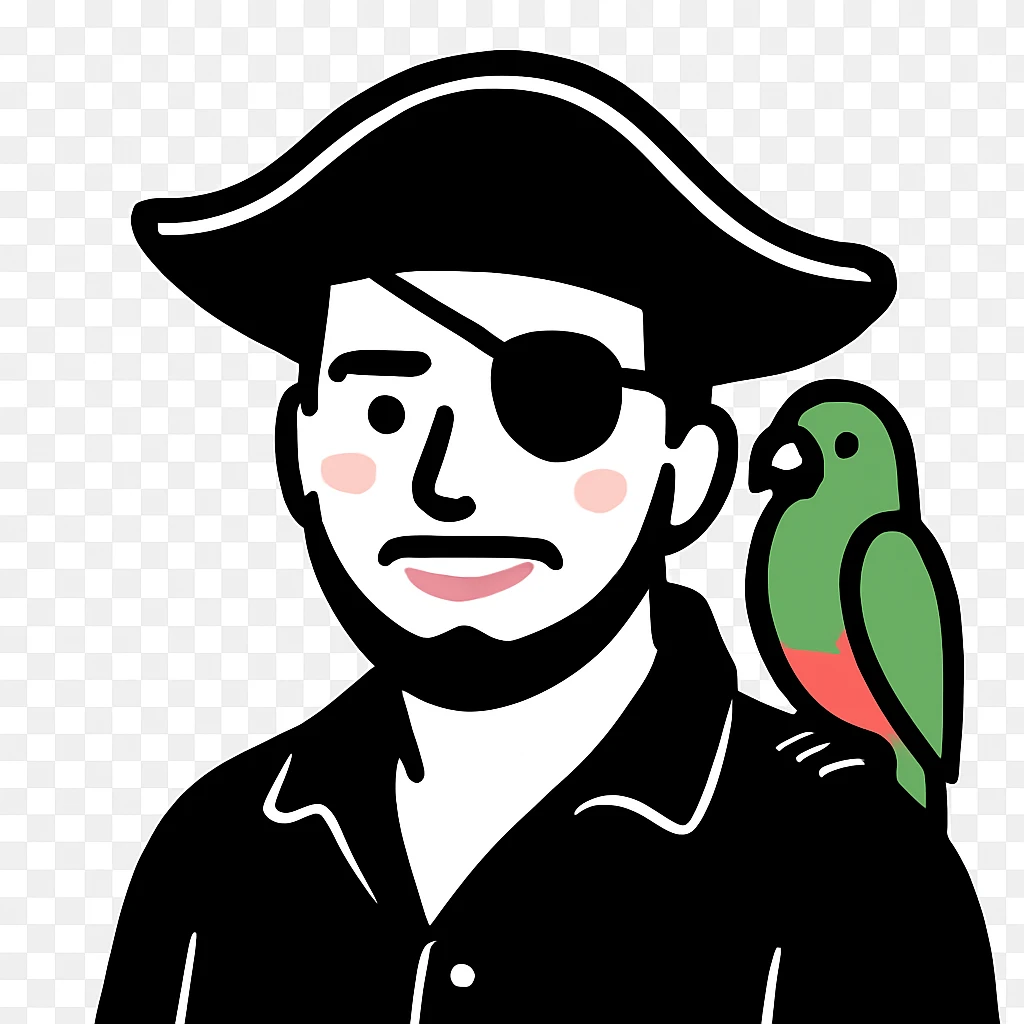 pirate avatar with eye patch and parrot emoji