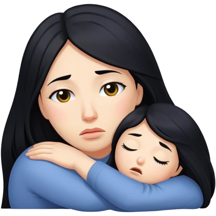 Tired mum with long black hair emoji