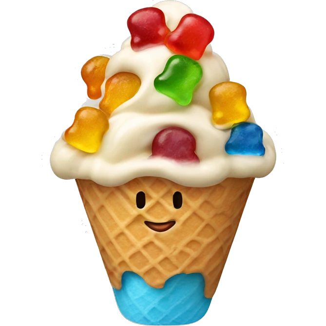 ice cream with gummy bears on top emoji