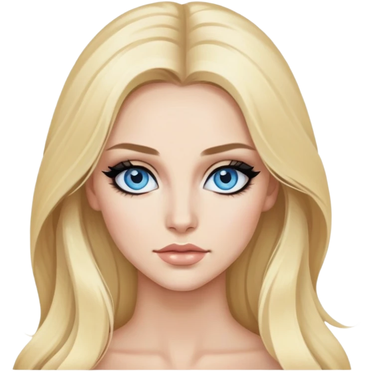 blonde, blue eyes baddie,pretty makeup, strong makeup, black eyeliner, long hair emoji