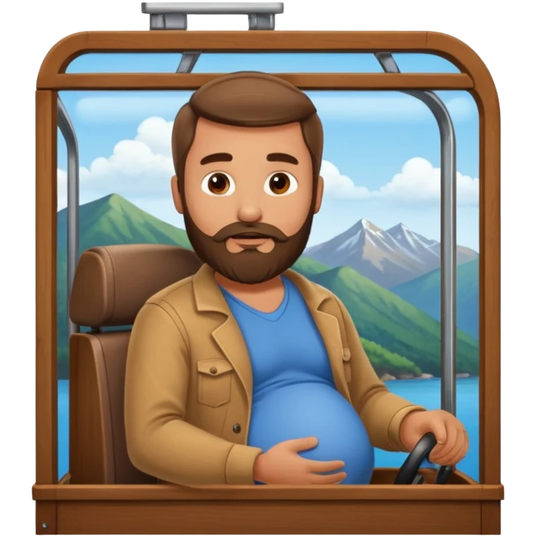 A cableway with a pregnant man inside emoji