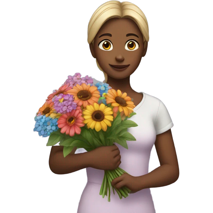 realistic girl with flowers emoji