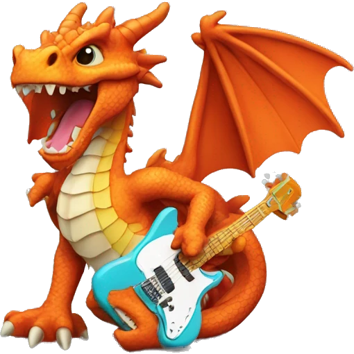 un dragon en rocker avec un micro emoji