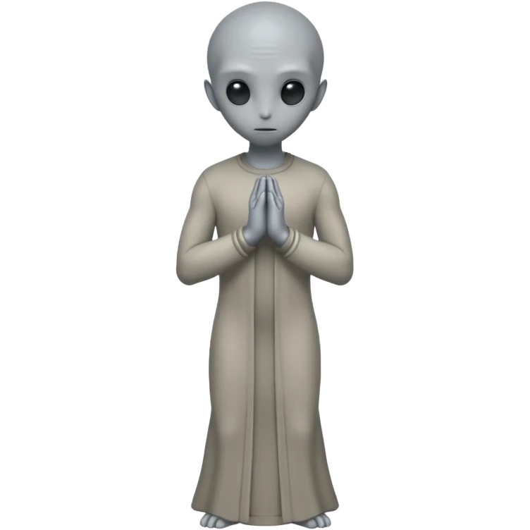 fullbody STANDING AND PRAYING CLOSED HANDS gray alien FROM BEHIND  BACKVIEW emoji