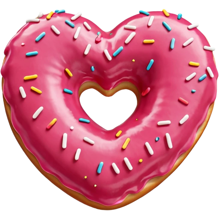 Realistic isolated heart shaped donut with red frosting. emoji