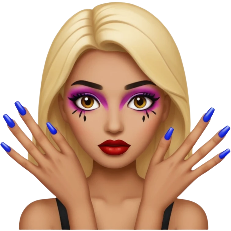 A baddie emoji with makeup and nails emoji