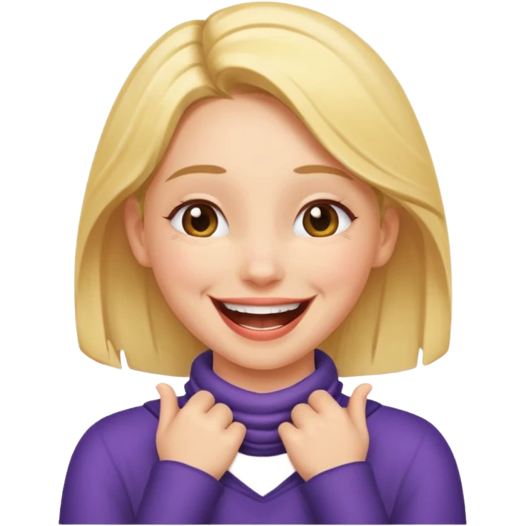 Girl hands across neck laughing emoji