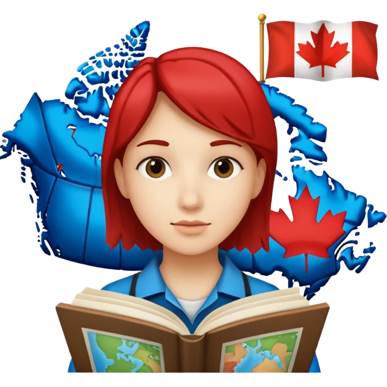 A person studying with a map of Canada in the background emoji