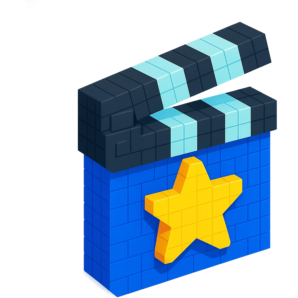 movie clapperboard with a star emblem, isometric view emoji