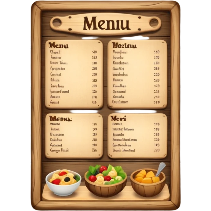 Menu food board emoji