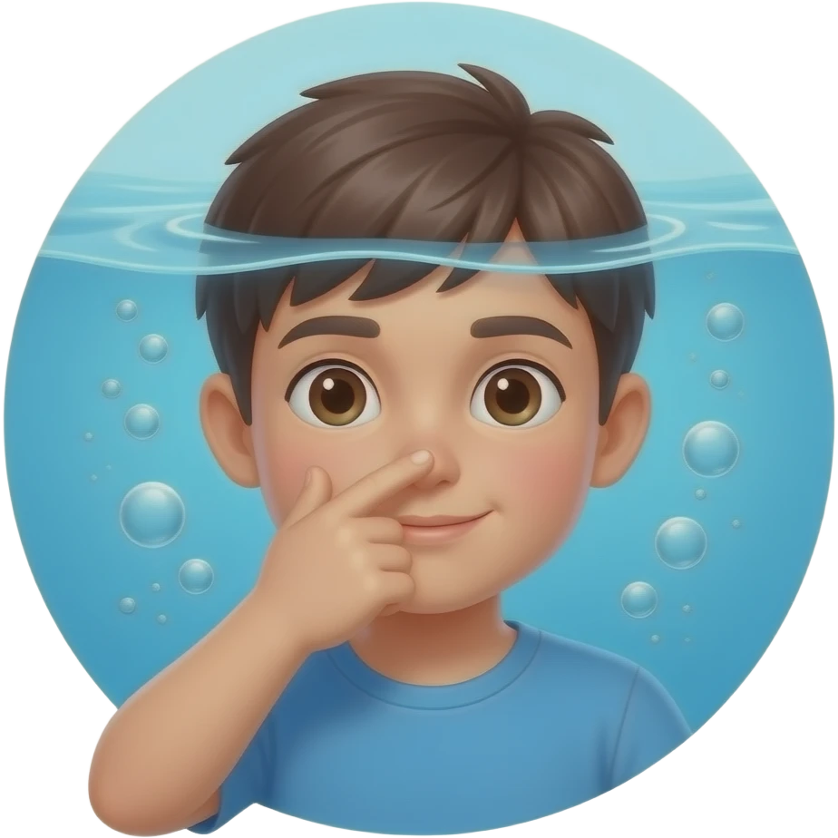 child covering mouth and holding nose underwater emoji