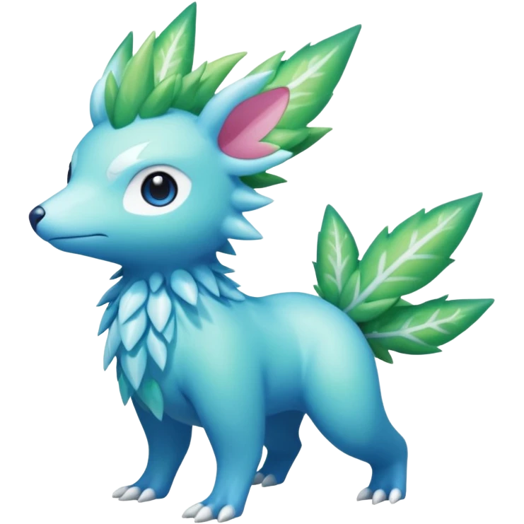 Blue hydro-elemental Virizion-Trico-Amaura-Shaymin-hybrid-creature (full body) emoji