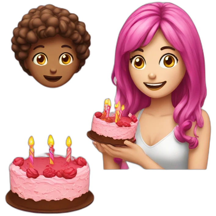 Cake birthday and a girl emoji