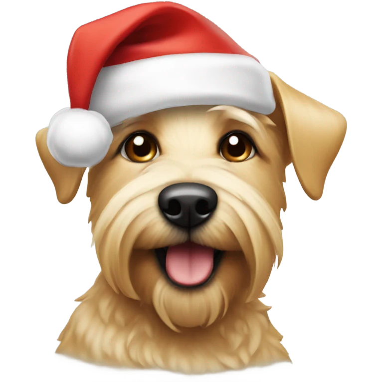 Blonde terrier with Santa hat emoji