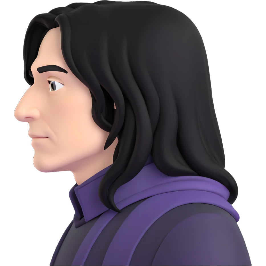 melancholy Snape side profile with long black hair emoji
