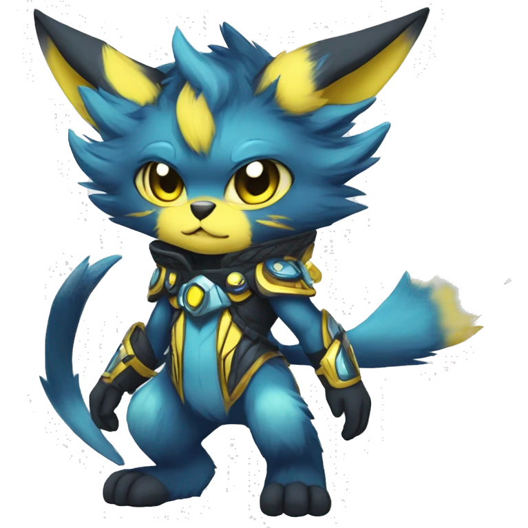 Anthro-Edgy-Cool-Blue-Yellow-Contrast-Colors-Fantasy-Fur-Sona-Chibi-Shiny-Fakémon-Hybrid full body emoji