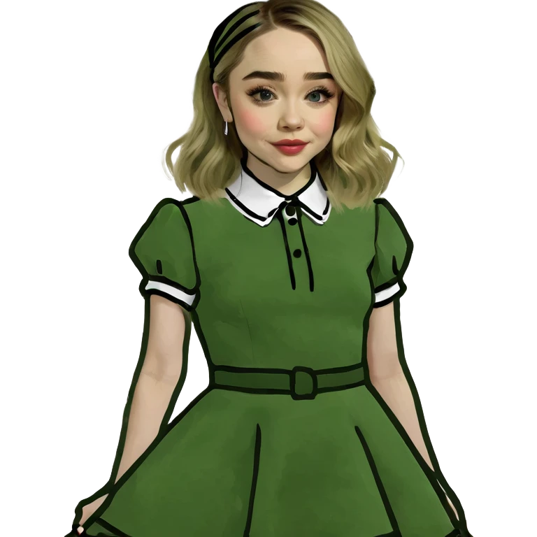 Sabrina Carpenter blonde singer in a glamorous Short n' Sweet style dress emoji