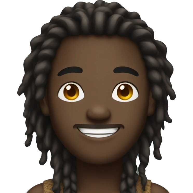 smiling dark-skinned male with dreadlocks emoji
