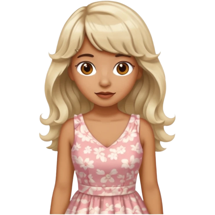 latina lady in a cute dress with bleached and brown wavy hair with bangs emoji
