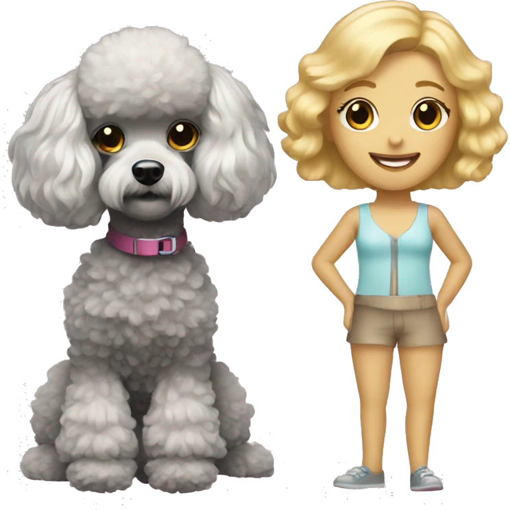 toy poodle and blonde girl emoji