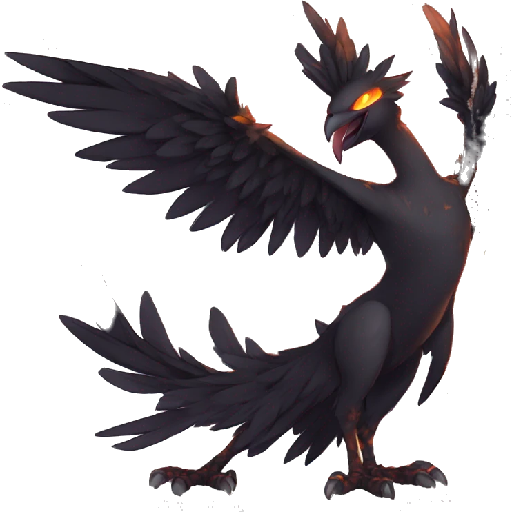 Edgy Fantasy legendary dark bird shadow-type-Phoenix Fakemon full body emoji