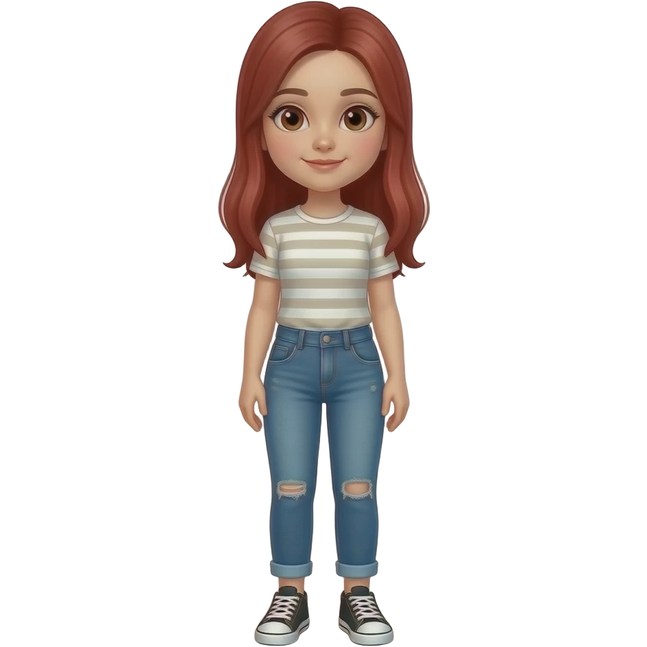 Hazme una chica con pelo pelirrojo liso, con doce años y se vea el cuerpo ENTERO emoji
