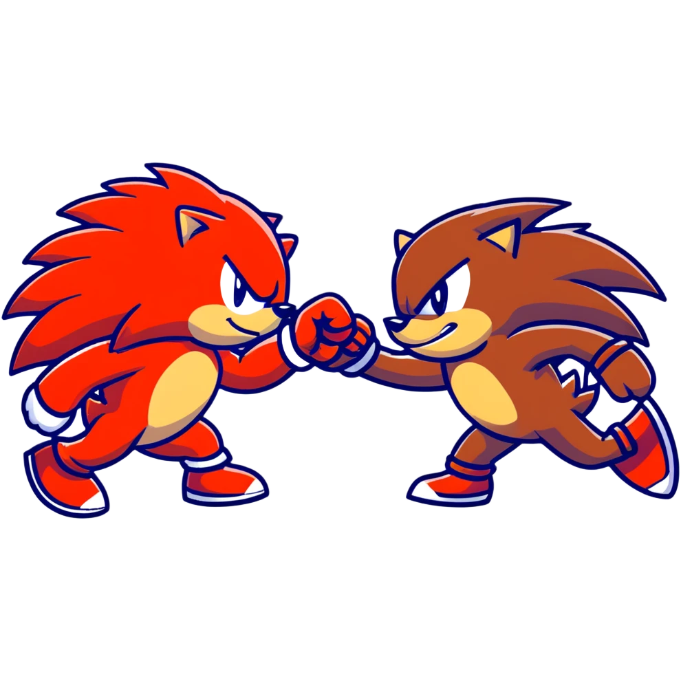 Sonic the Hedgehog and Knuckles the Echidna fist bumping emoji