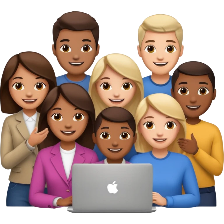 video meeting via laptop smiling people  emoji