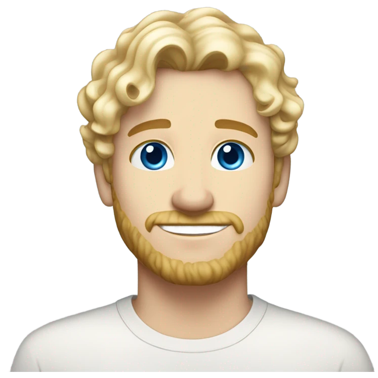 full body light curl blonde 30yo man blue eyed pale skin emoji