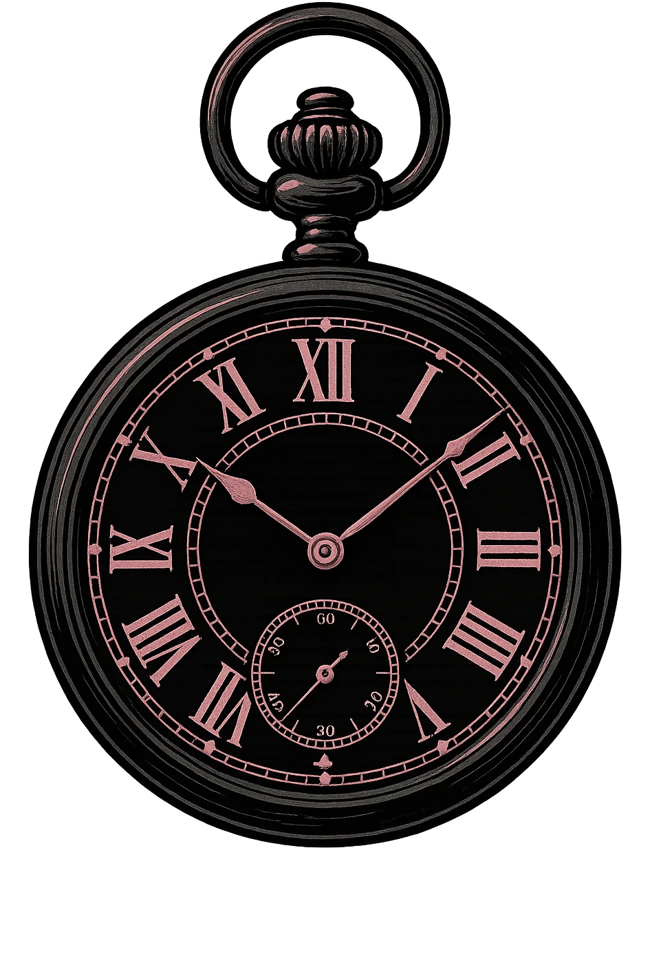 black and pink pocket watch emoji
