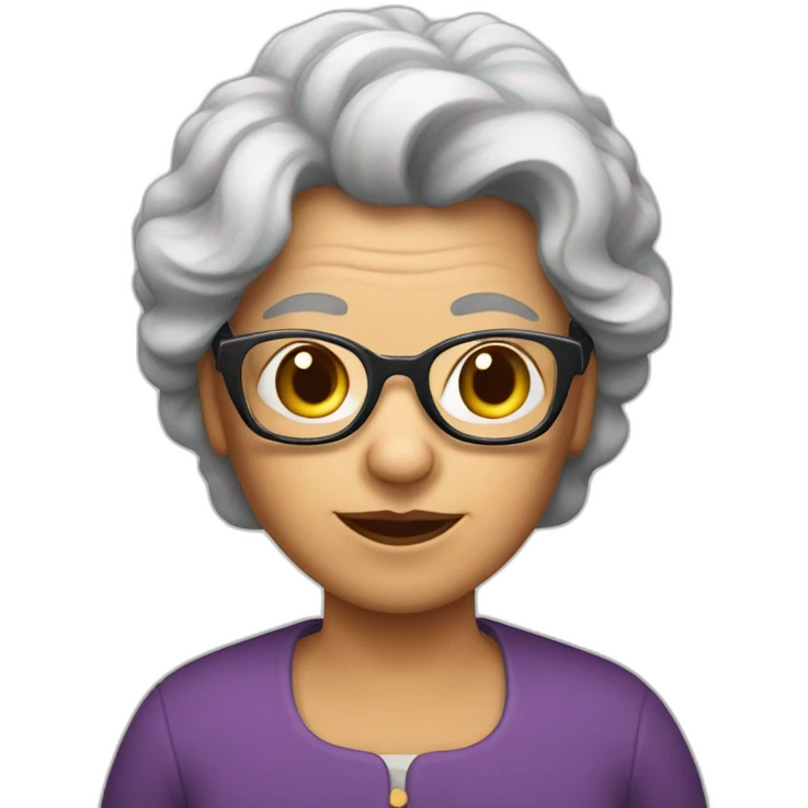 Abuela con gafas y pelo rizado emoji