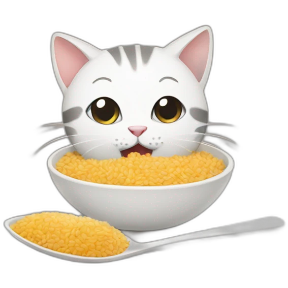 Cat eating rice emoji