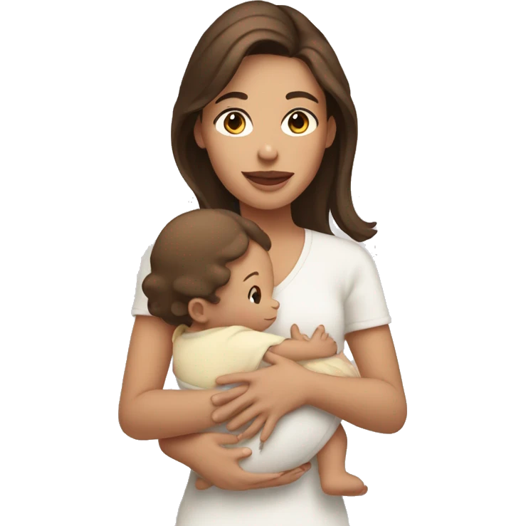Pale brunette holding a baby emoji