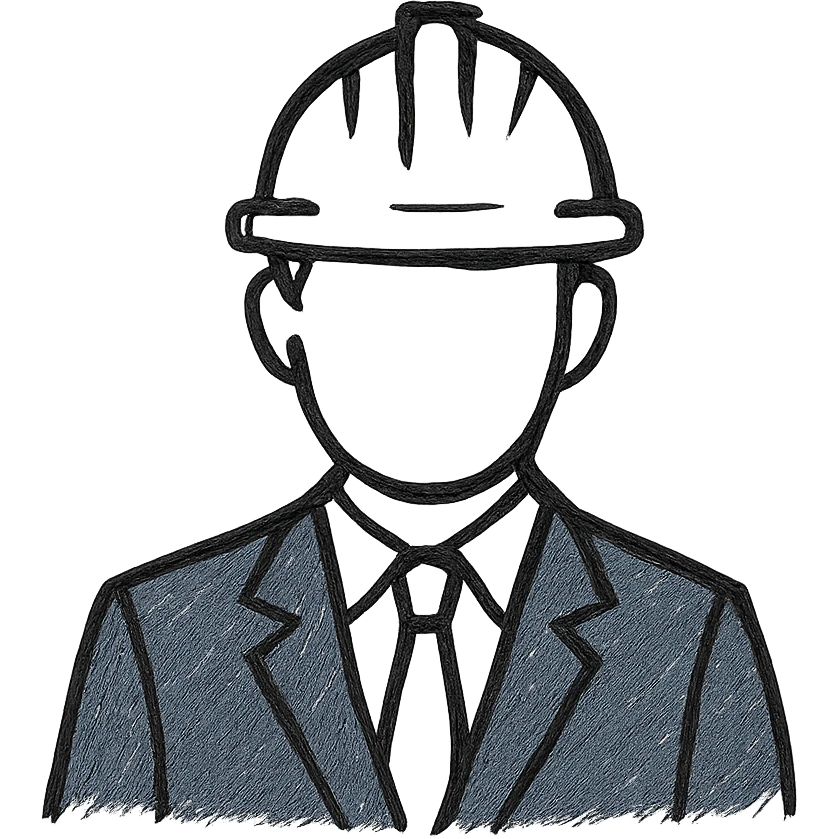 a man in a strict dark blue suit, wearing a white construction helmet on his head emoji